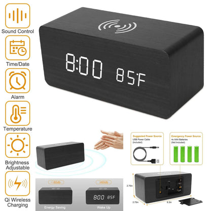 Qi Wireless Charger Digital Alarm Clock