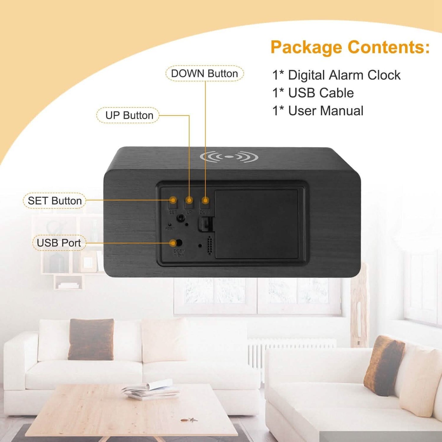 Qi Wireless Charger Digital Alarm Clock