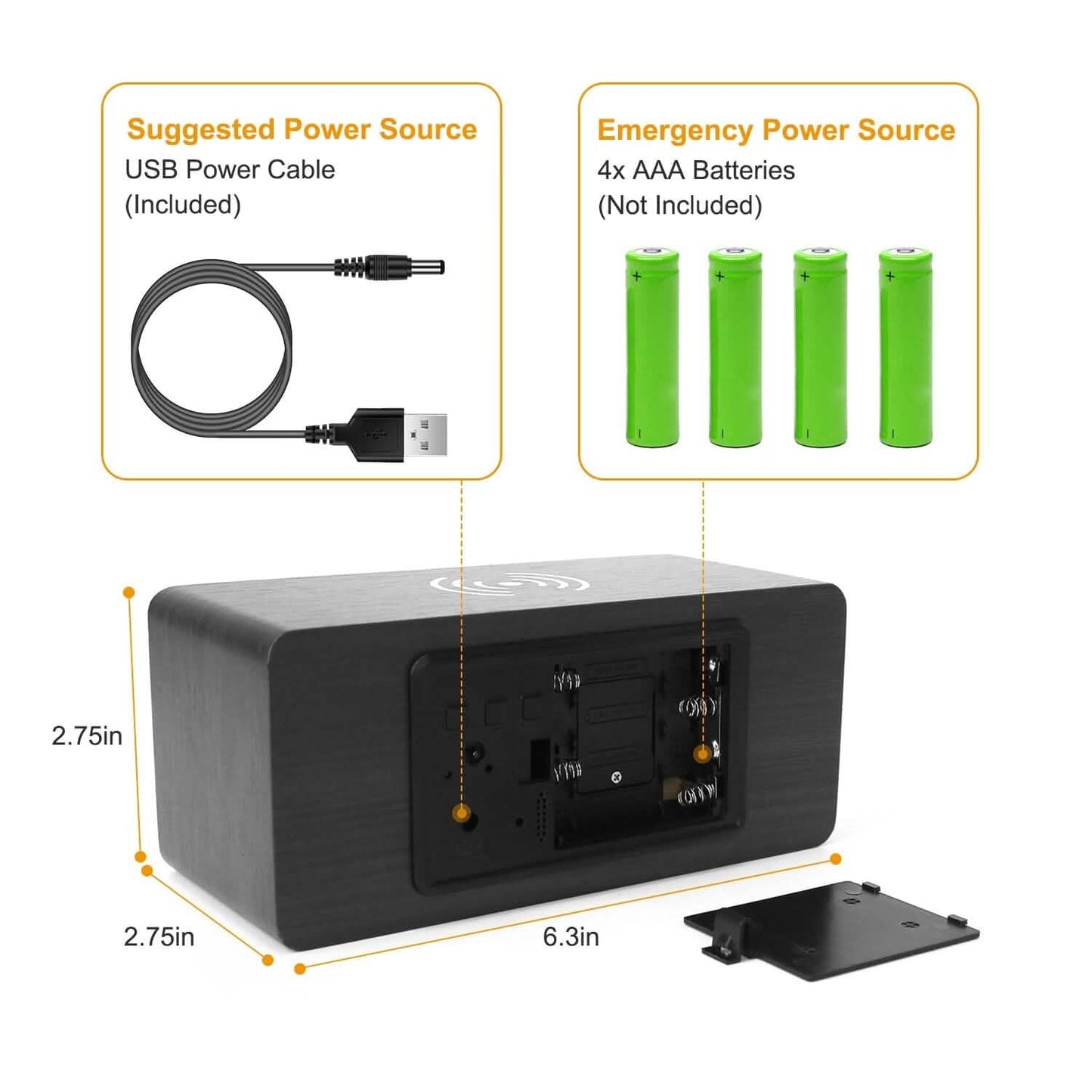 Qi Wireless Charger Digital Alarm Clock