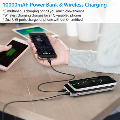 Qi Wireless Station 10000mAh Powerbank with 4 Modes Flashlight