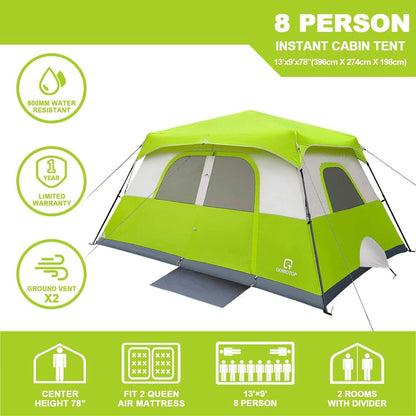 8 Person Camping Tent, 60 Seconds Set up Waterproof Tent