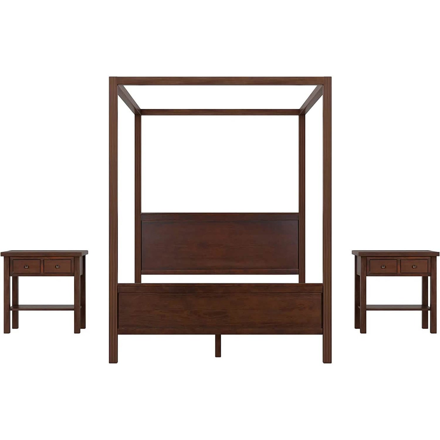 Queen Size Canopy Bed with 2 Nightstands