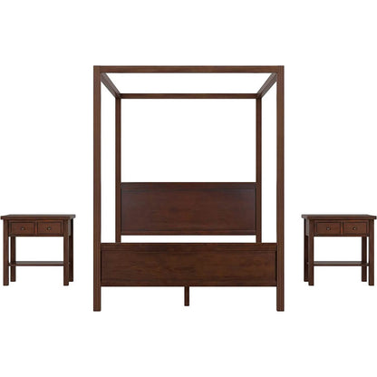 Queen Size Canopy Bed with 2 Nightstands