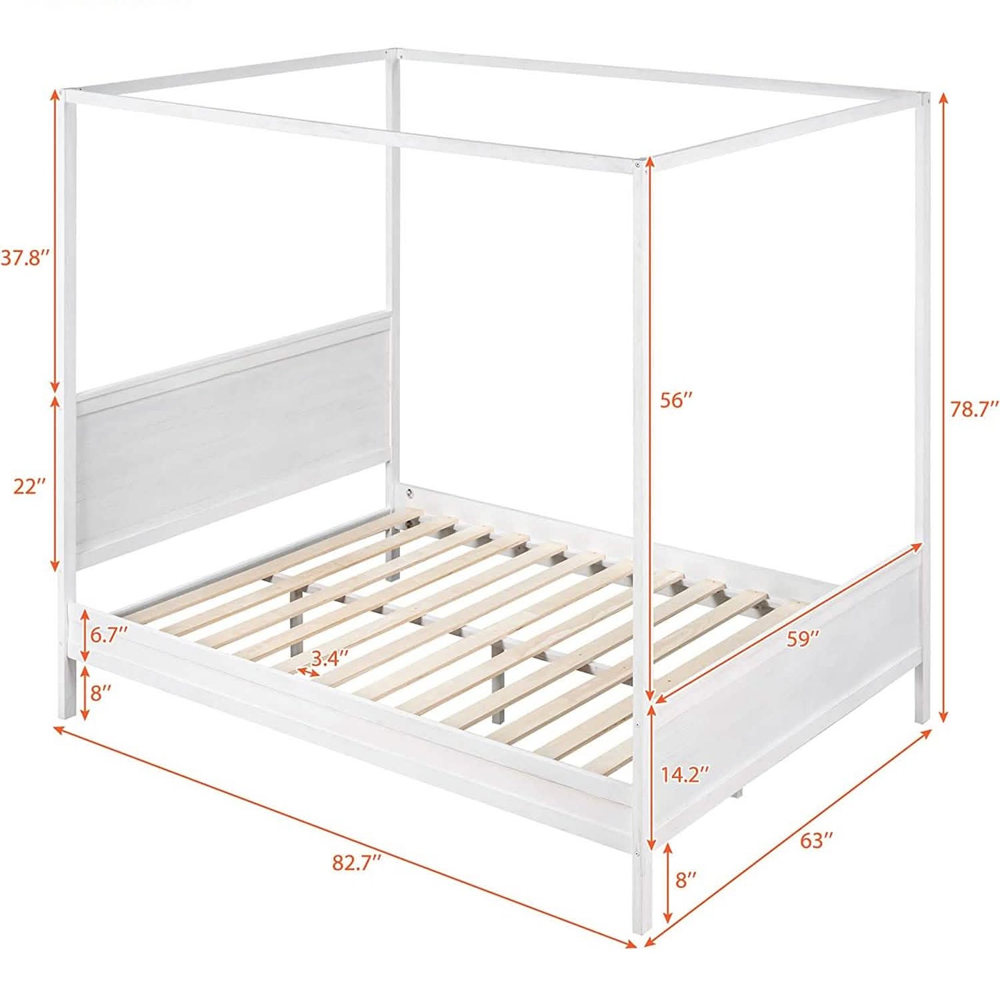 Queen Size Canopy Bed with 2 Nightstands
