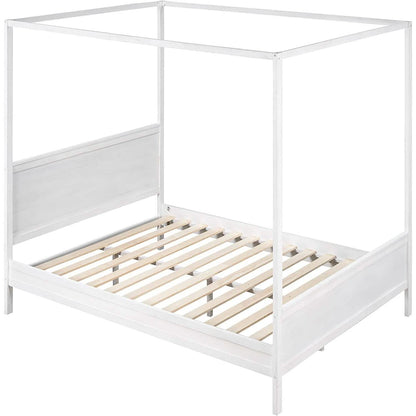 Queen Size Canopy Bed with 2 Nightstands