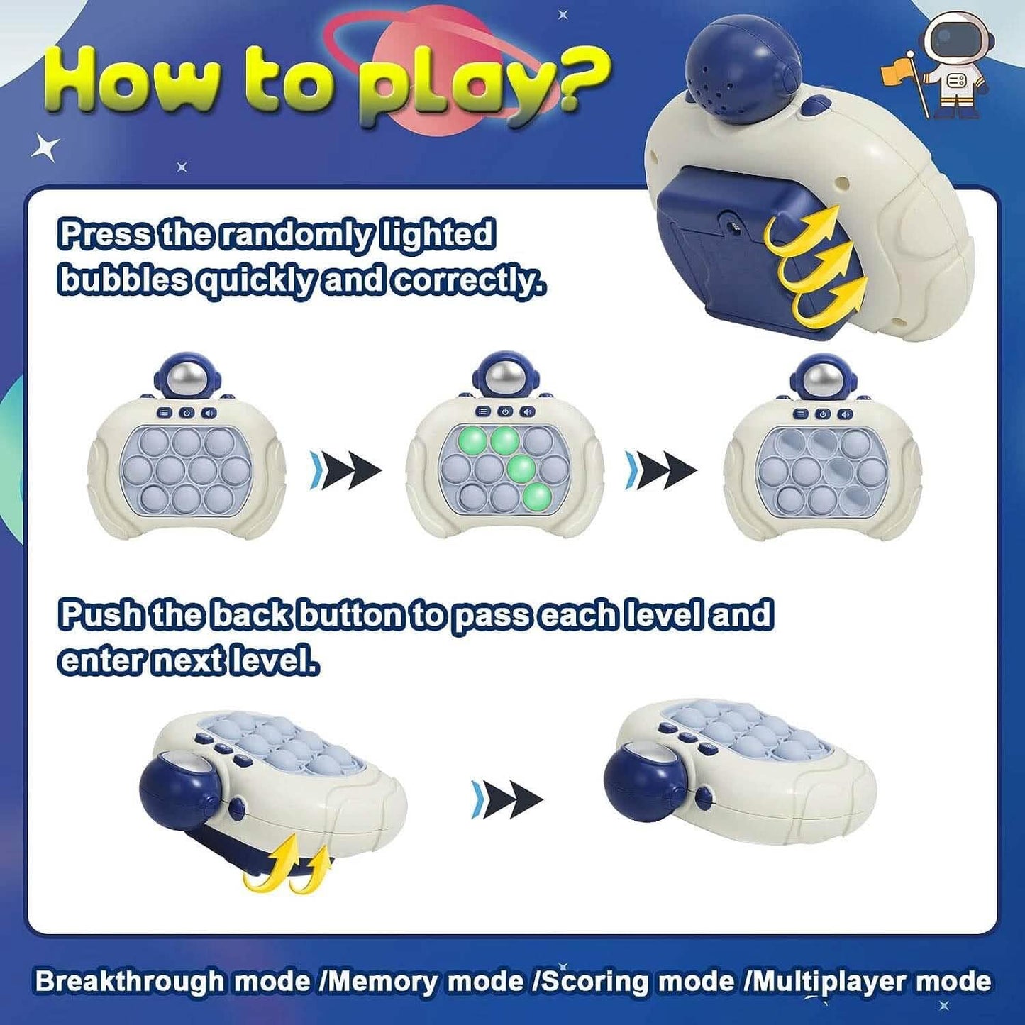 Quick Push Pop Game-it Fidget Toys Pro for Kids and Adults