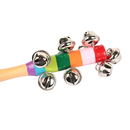 Rainbow Color Wooden Handbell Pram Rattle