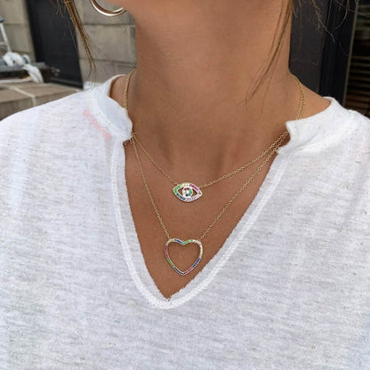 Rainbow CZ Eye Necklace