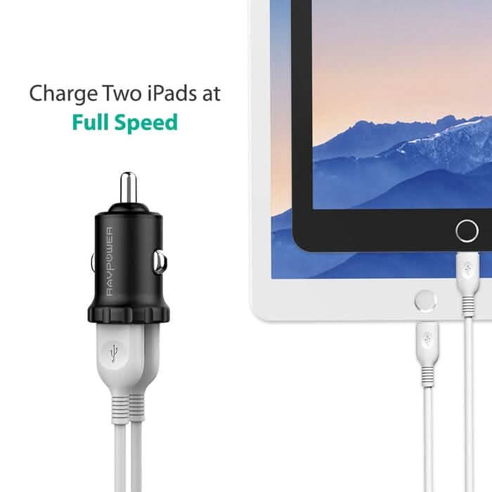 RavPower 24W 4.8A Mini Dual USB Car Adapter 2-Port Car Charger (Refurbished)