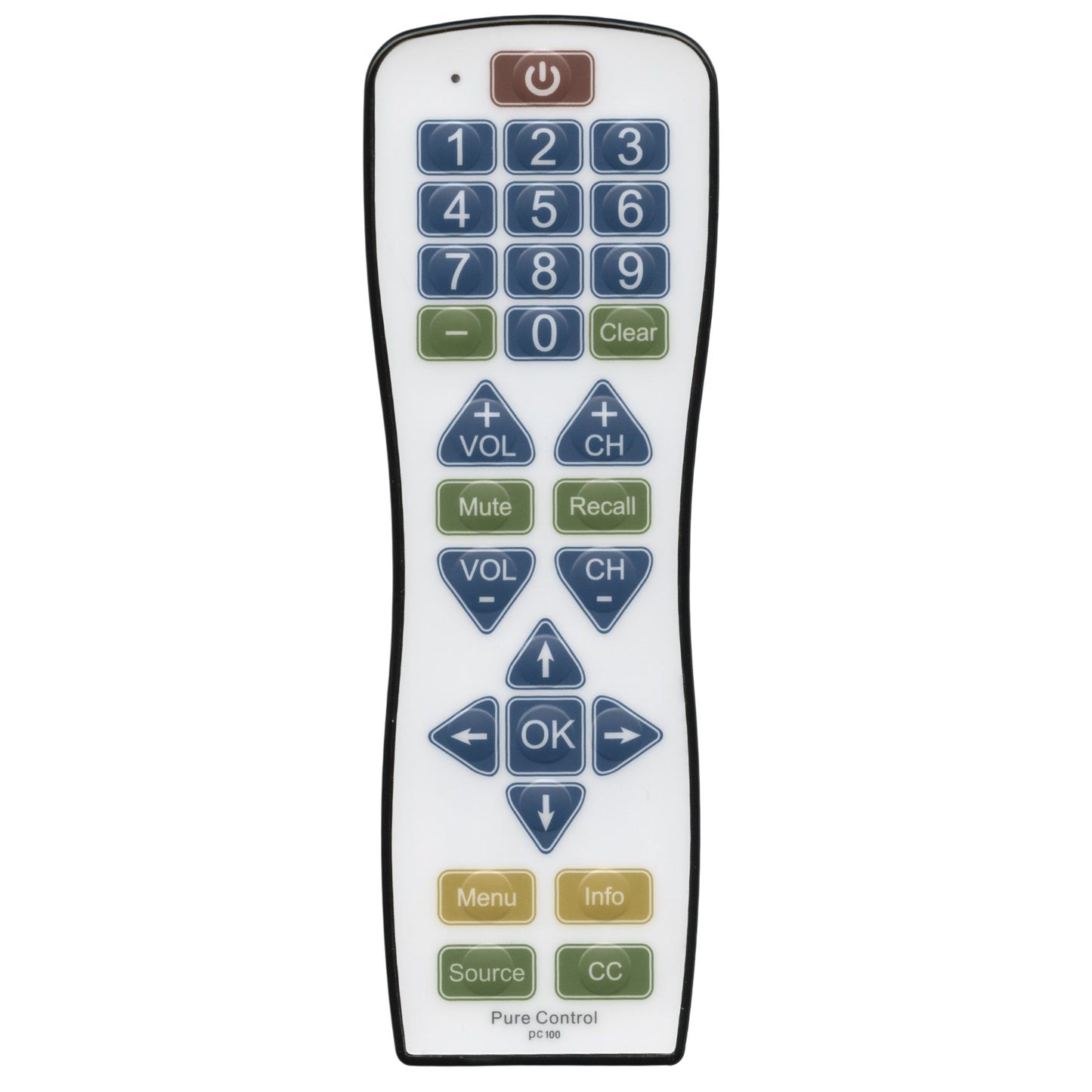 Pure Control PC100 TV Universal Hospitality Remote Control with Flat Membrane Surface