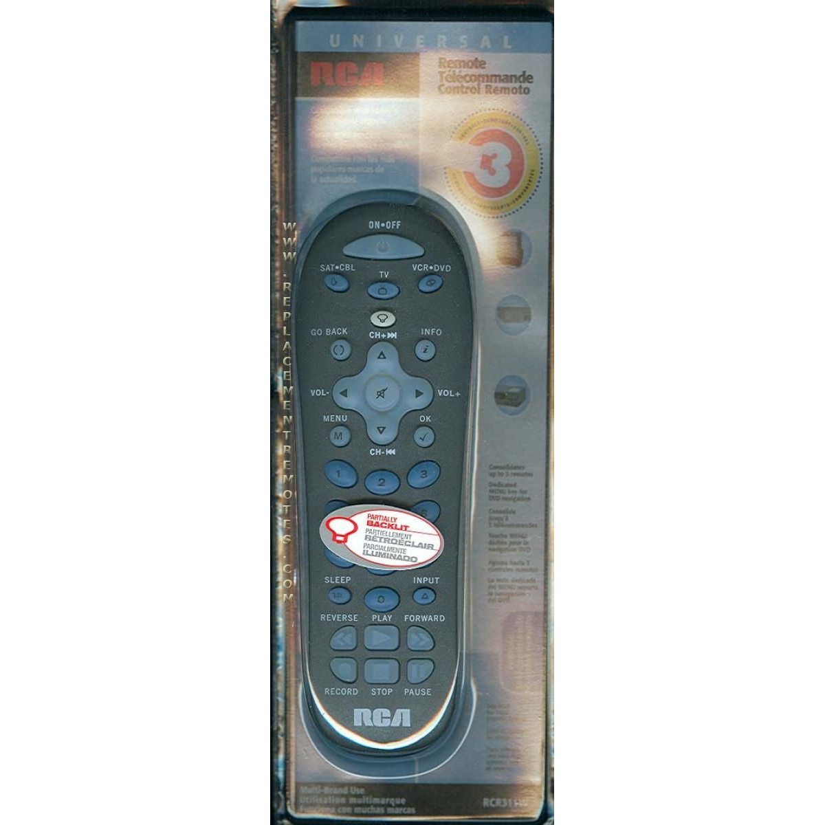 Substitute for RCA RCR311W 3-Device Universal Remote Control [RRU401]
