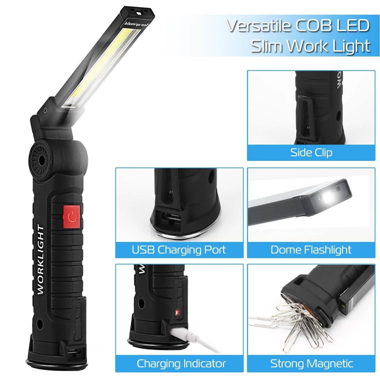Rechargeable COB LED Slim Work Folding Light