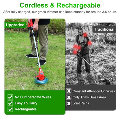 Rechargeable Electric Cordless Grass Trimmer with Alloy Saw Blade