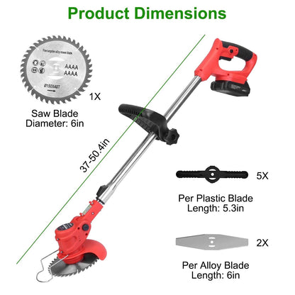 Rechargeable Electric Cordless Grass Trimmer with Alloy Saw Blade