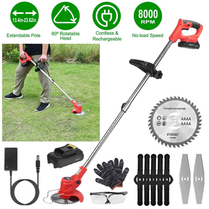 Rechargeable Electric Cordless Grass Trimmer with Alloy Saw Blade