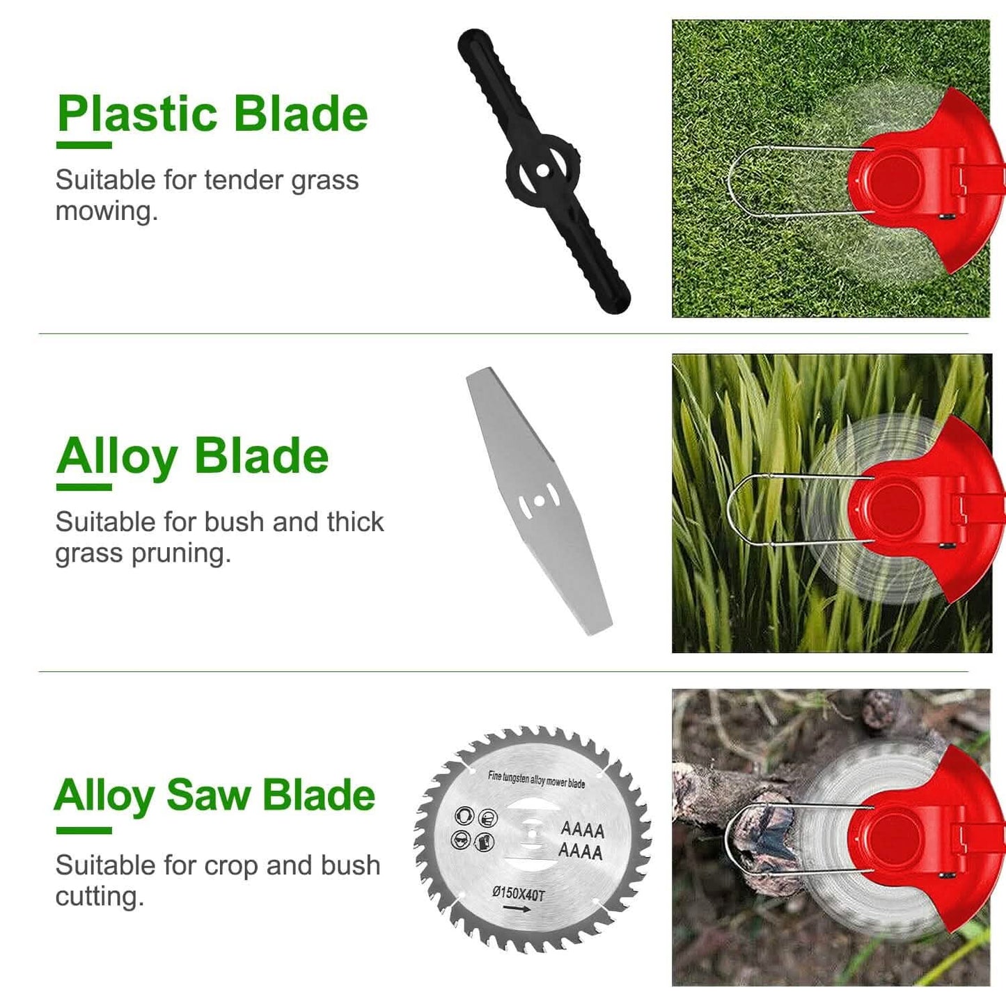Rechargeable Electric Cordless Grass Trimmer with Alloy Saw Blade