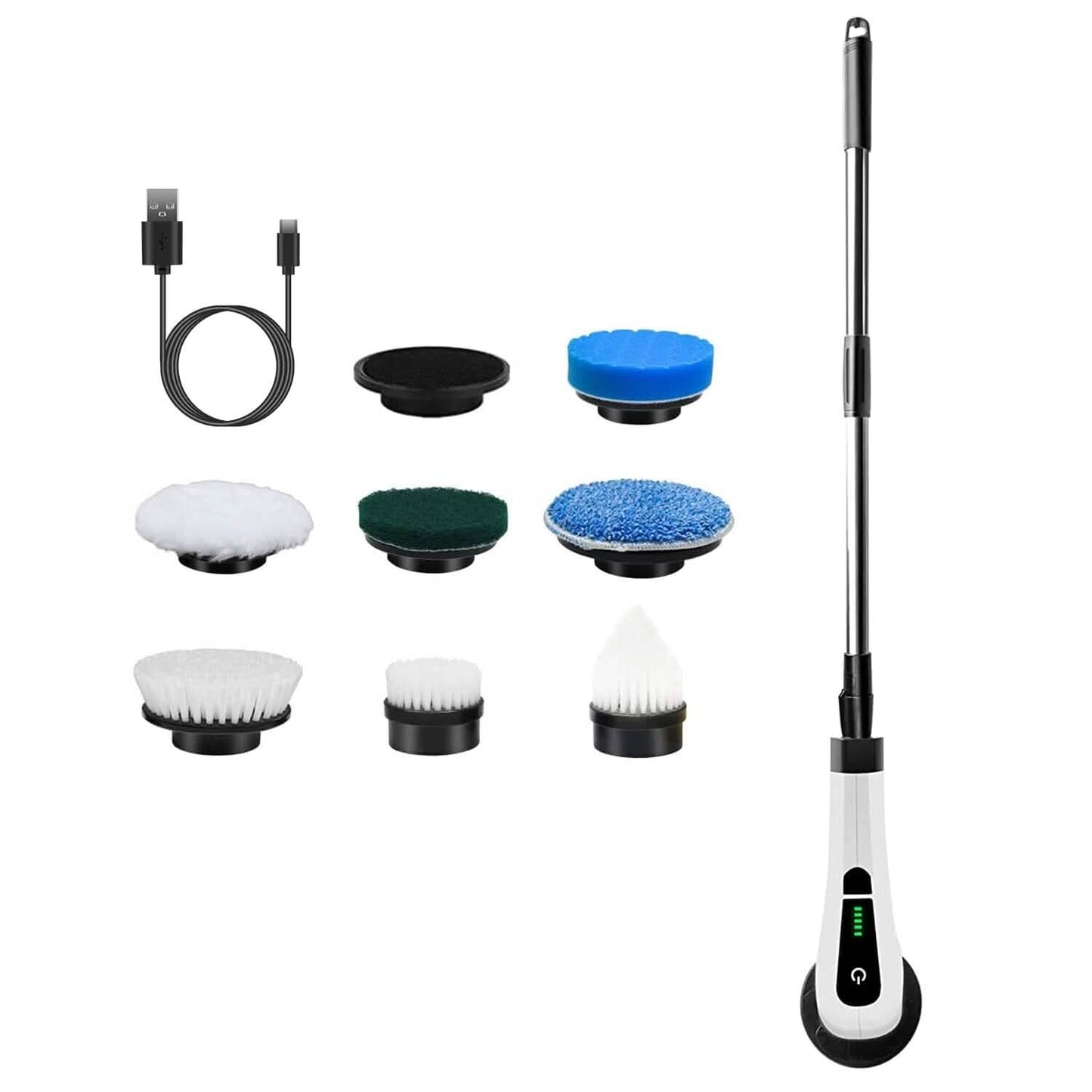 Rechargeable Electric Spin Scrubber 8 Brush Replaceable Heads 2 Speed