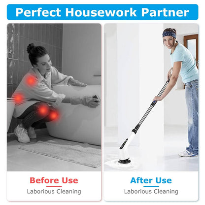 Rechargeable Electric Spin Scrubber 8 Brush Replaceable Heads 2 Speed
