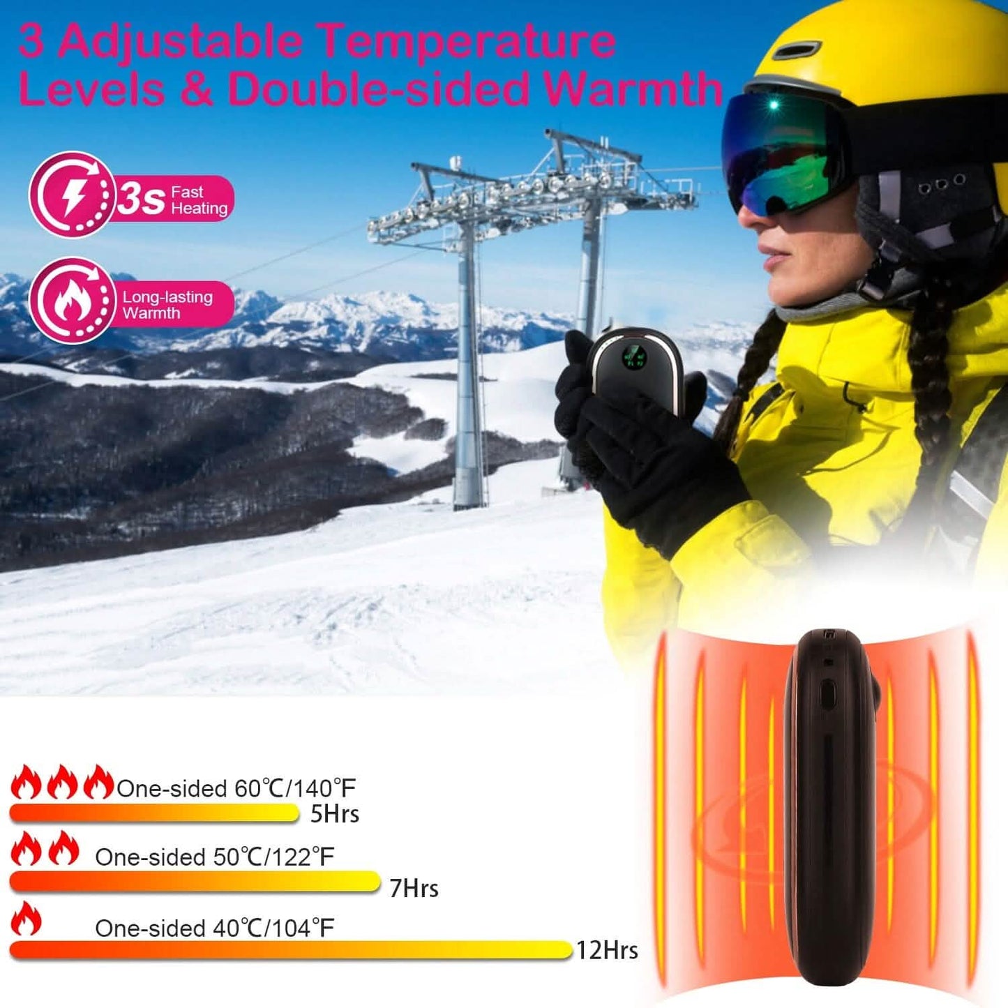 Rechargeable Hand Heater Pocket Warmer Power Bank with Digital Display