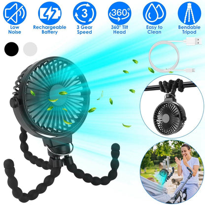 Rechargeable Handheld Fan with Flexible Tripod