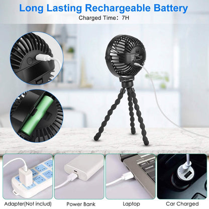 Rechargeable Handheld Fan with Flexible Tripod