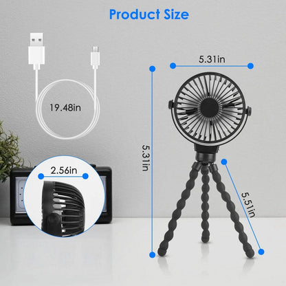 Rechargeable Handheld Fan with Flexible Tripod