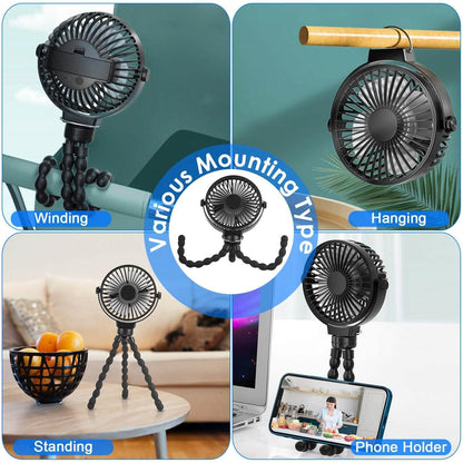 Rechargeable Handheld Fan with Flexible Tripod