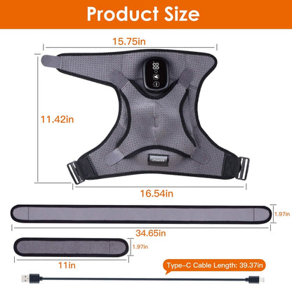 Rechargeable Heated Shoulder Wrap Massager Shoulder Brace Support with 3 Heating Levels