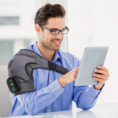 Rechargeable Heated Shoulder Wrap Massager Shoulder Brace Support with 3 Heating Levels