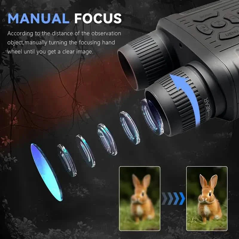 Rechargeable Infrared Night Vision Goggles 10X Digital Zoom with 3'' Screen