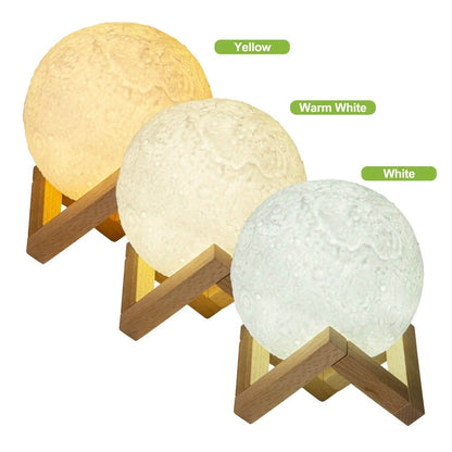 Rechargeable Moon Lamp Night Light Kids Dimmable LED Touch Changing Light