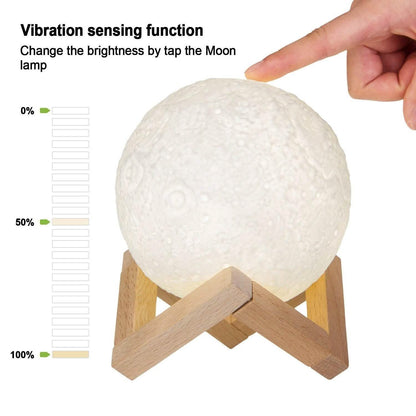 Rechargeable Moon Lamp Night Light Kids Dimmable LED Touch Changing Light