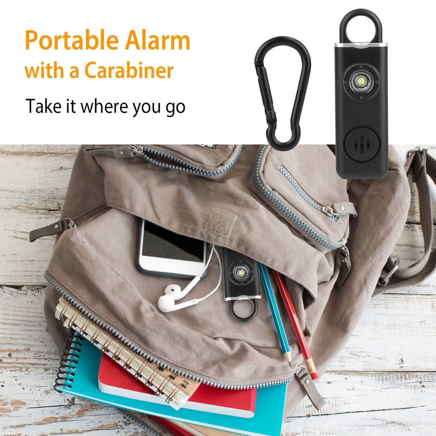Rechargeable Personal Safety Alarm with Strobe Light