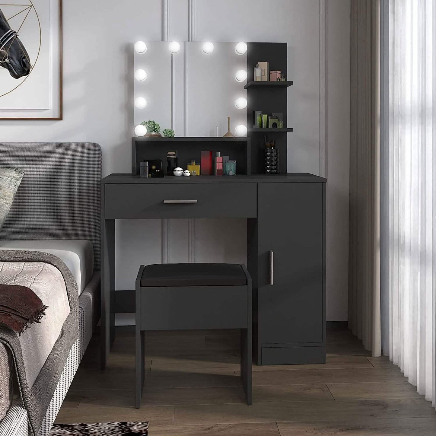 Rectangular Makeup Table with Mirror