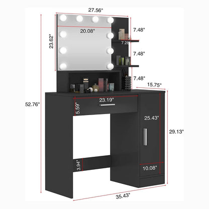 Rectangular Makeup Table with Mirror