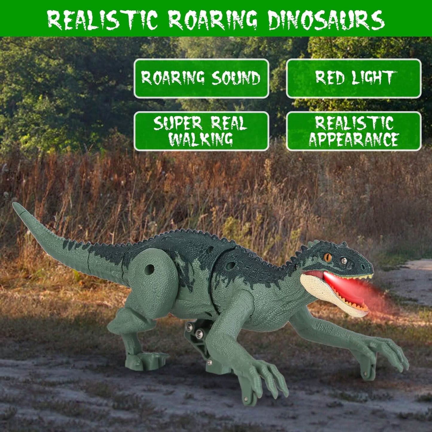Remote Control Dinosaur with 3D Eye Roaring Sounds for 3-12 Years Old