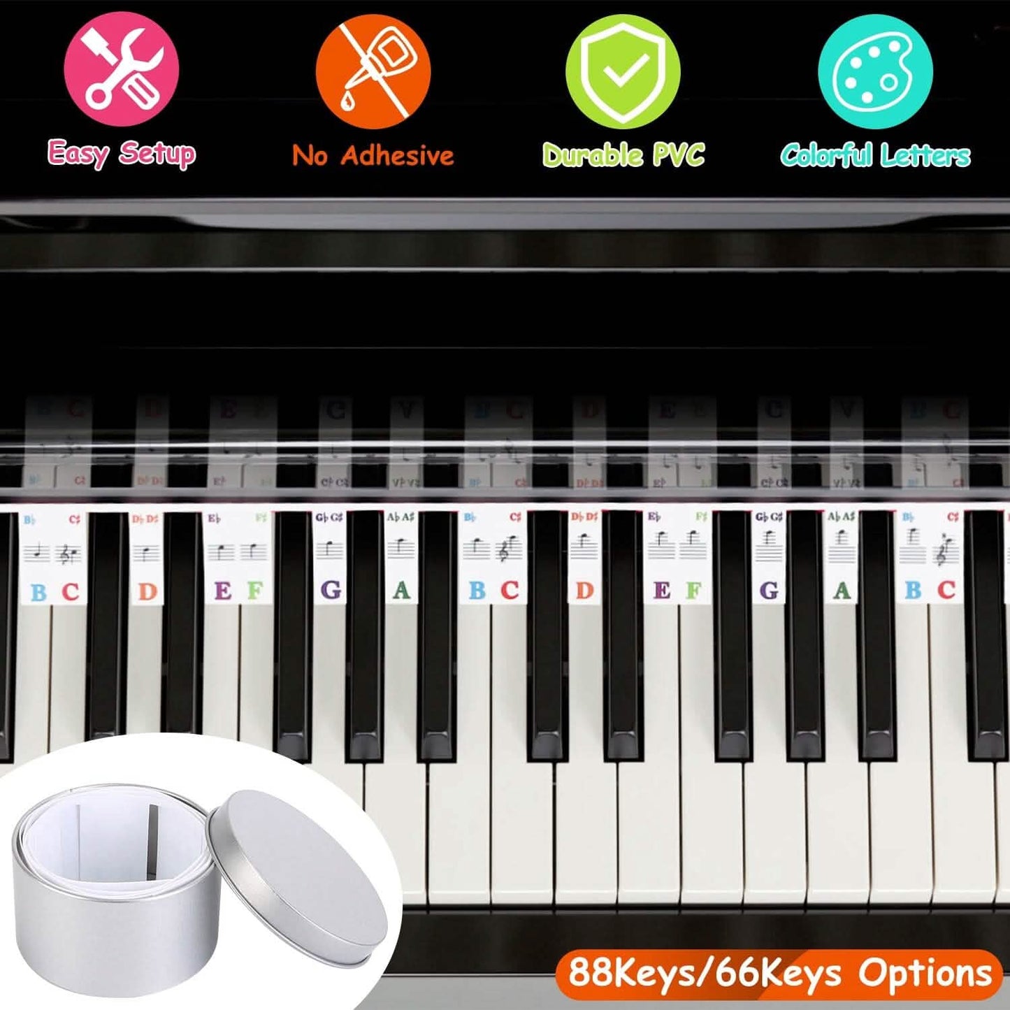 Removable PVC Piano Keyboard Stickers