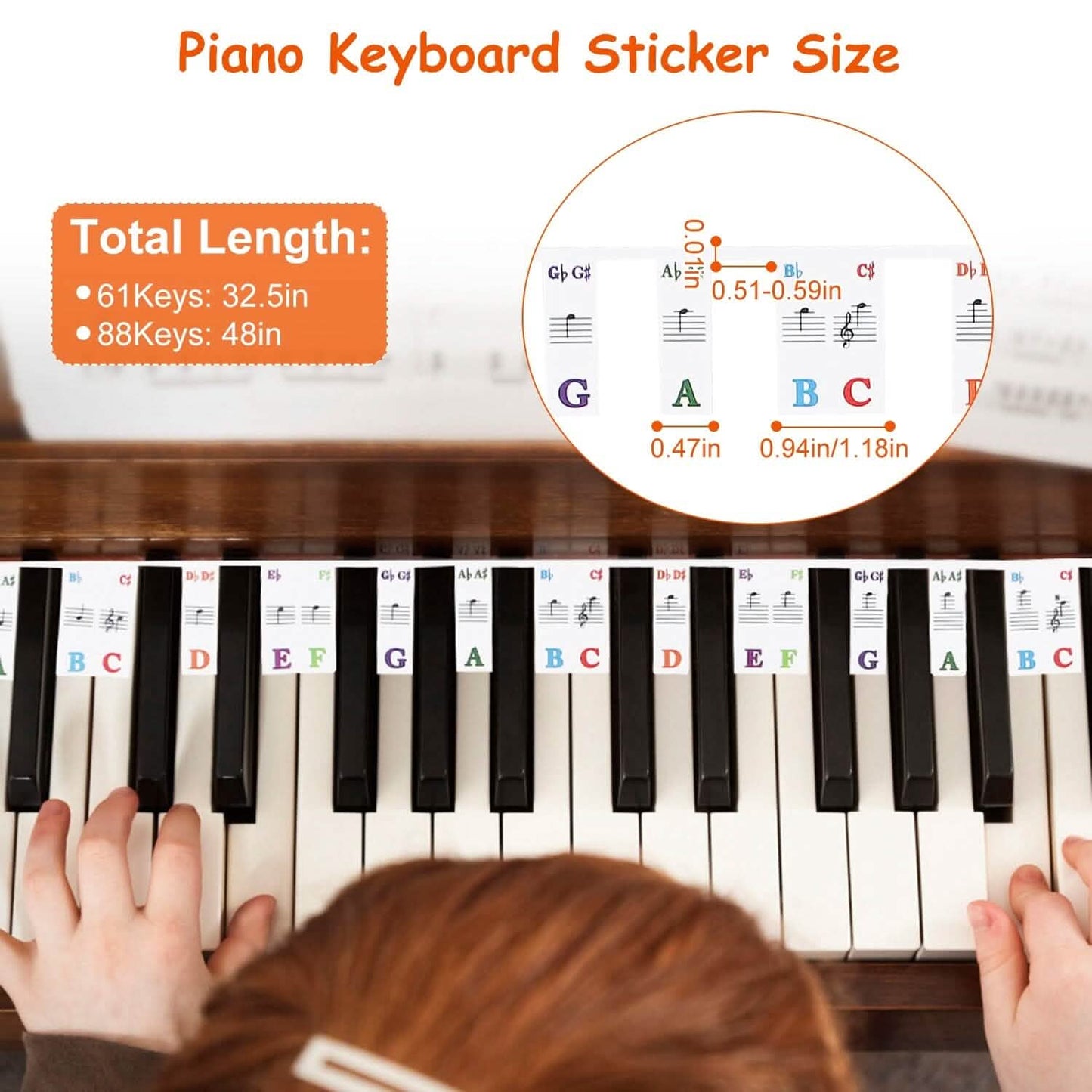 Removable PVC Piano Keyboard Stickers