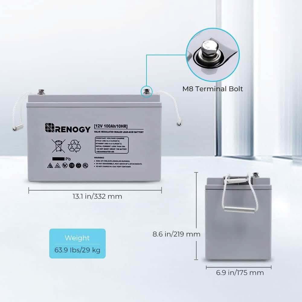 Renogy Deep Cycle AGM 12 Volt 100Ah Battery  (Refurbished)
