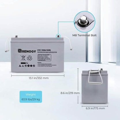 Renogy Deep Cycle AGM 12 Volt 100Ah Battery  (Refurbished)