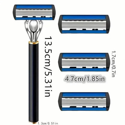 Replacement Razor Blades Safety Shaver Set with Anti-Slip Metal Handle with 1 Razor + 36 Blades