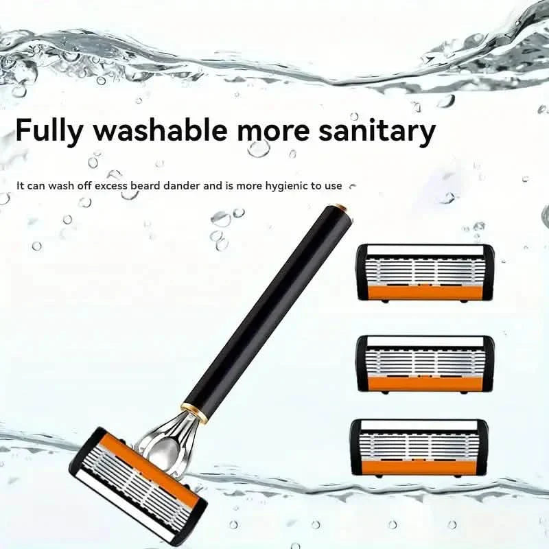 Replacement Razor Blades Safety Shaver Set with Anti-Slip Metal Handle with 1 Razor + 36 Blades