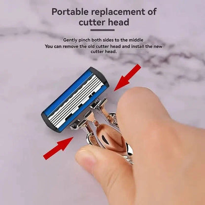 Replacement Razor Blades Safety Shaver Set with Anti-Slip Metal Handle with 1 Razor + 36 Blades