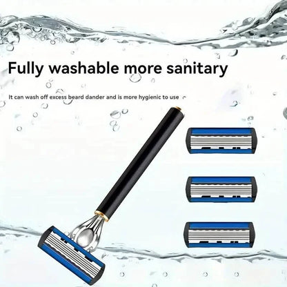 Replacement Razor Blades Safety Shaver Set with Anti-Slip Metal Handle with 1 Razor + 36 Blades