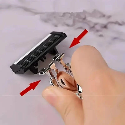 Replacement Razor Blades Safety Shaver Set with Anti-Slip Metal Handle with 1 Razor + 36 Blades