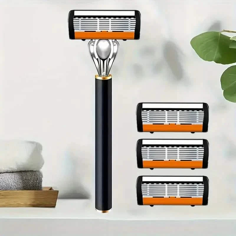 Replacement Razor Blades Safety Shaver Set with Anti-Slip Metal Handle with 1 Razor + 36 Blades