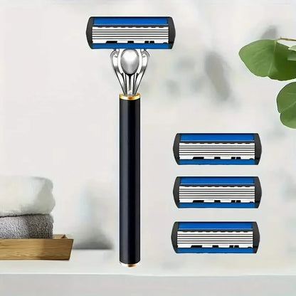 Replacement Razor Blades Safety Shaver Set with Anti-Slip Metal Handle with 1 Razor + 36 Blades