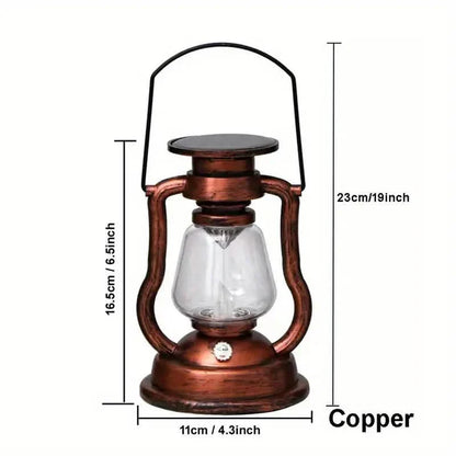 Retro Kerosene Lamp LED Horse Lantern Outdoor Waterproof Portable Rechargeable Solar Powered Flame Light