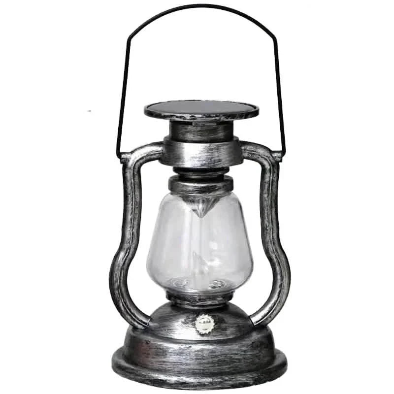 Retro Kerosene Lamp LED Horse Lantern Outdoor Waterproof Portable Rechargeable Solar Powered Flame Light