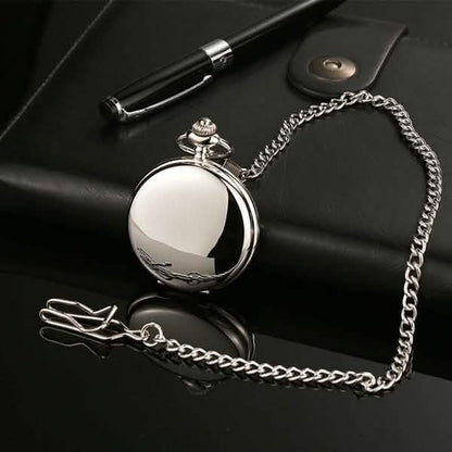 Retro Smooth Men Pocket Watch with Chain